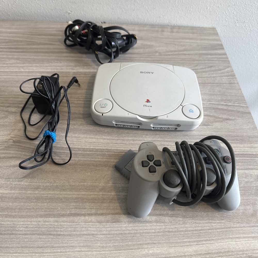 Sony PSOne Slim White Console PS1 (SCPH-101) w Controller, Cords - Bundle Tested